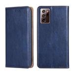 For Samsung Galaxy Note20 PU + TPU Gloss Oil Solid Color Magnetic Horizontal Flip Leather Case with Holder & Card Slot & Wallet(Blue)