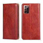 For Samsung Galaxy Note20 PU + TPU Gloss Oil Solid Color Magnetic Horizontal Flip Leather Case with Holder & Card Slot & Wallet(Brown)