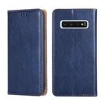 For Samsung Galaxy S10 PU + TPU Gloss Oil Solid Color Magnetic Horizontal Flip Leather Case with Holder & Card Slot & Wallet(Blue)
