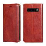 For Samsung Galaxy S10+ PU + TPU Gloss Oil Solid Color Magnetic Horizontal Flip Leather Case with Holder & Card Slot & Wallet(Brown)