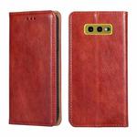 For Samsung Galaxy S10e PU + TPU Gloss Oil Solid Color Magnetic Horizontal Flip Leather Case with Holder & Card Slot & Wallet(Brown)