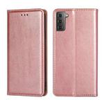 For Samsung Galaxy S21+ 5G PU + TPU Gloss Oil Solid Color Magnetic Horizontal Flip Leather Case with Holder & Card Slot & Wallet(Rose Gold)