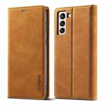 For Samsung Galaxy S21 5G LC.IMEEKE Strong Magnetism Ultra-thin Horizontal Flip Matte TPU + PU Leather Case with Holder & Card Slots & Wallet(Brown)