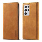 For Samsung Galaxy S21 Ultra 5G LC.IMEEKE Strong Magnetism Ultra-thin Horizontal Flip Matte TPU + PU Leather Case with Holder & Card Slots & Wallet(Brown)