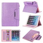 For iPad 10.2 2021 / 2020 / 2019 Glitter Powder Horizontal Flip Leather Case with Holder & Card Slot & Photo Frame & Wallet(Purple)