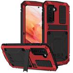 For Samsung Galaxy S21 5G R-JUST Shockproof Waterproof Dust-proof Metal + Silicone Protective Case with Holder(Red)
