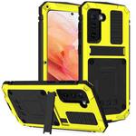 For Samsung Galaxy S21 5G R-JUST Shockproof Waterproof Dust-proof Metal + Silicone Protective Case with Holder(Yellow)