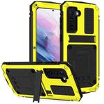 For Samsung Galaxy S21+ 5G R-JUST Shockproof Waterproof Dust-proof Metal + Silicone Protective Case with Holder(Yellow)