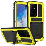 For Samsung Galaxy S21 Ultra 5G R-JUST Shockproof Waterproof Dust-proof Metal + Silicone Protective Case with Holder(Yellow)