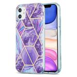 For iPhone 11 3D Electroplating Marble Pattern TPU Protective Case (Purple)