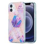 For iPhone 12 mini 3D Electroplating Marble Pattern TPU Protective Case (Pink Purple)