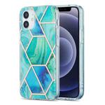 For iPhone 12 mini 3D Electroplating Marble Pattern TPU Protective Case (Green Blue)
