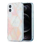 For iPhone 12 / 12 Pro 3D Electroplating Marble Pattern TPU Protective Case(Pink)