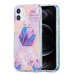 For iPhone 12 / 12 Pro 3D Electroplating Marble Pattern TPU Protective Case(Pink Purple)