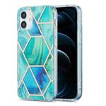For iPhone 12 Pro Max 3D Electroplating Marble Pattern TPU Protective Case(Green Blue)