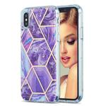 For iPhone X / XS 3D Electroplating Marble Pattern TPU Protective Case(Purple)