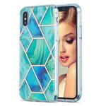 For iPhone X / XS 3D Electroplating Marble Pattern TPU Protective Case(Green Blue)