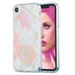 For iPhone XR 3D Electroplating Marble Pattern TPU Protective Case(Pink)