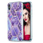 For iPhone XS Max 3D Electroplating Marble Pattern TPU Protective Case(Purple)