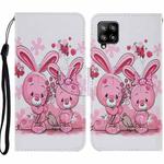 For Samsung Galaxy A12 Coloured Drawing Pattern Horizontal Flip PU Leather Case with Holder & Card Slots & Wallet & Lanyard(Cute Rabbit)