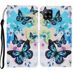 For Samsung Galaxy A12 Coloured Drawing Pattern Horizontal Flip PU Leather Case with Holder & Card Slots & Wallet & Lanyard(Purple Butterfly)