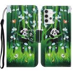 For Samsung Galaxy A32 5G Coloured Drawing Pattern Horizontal Flip PU Leather Case with Holder & Card Slots & Wallet & Lanyard(Panda)