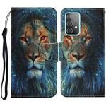 For Samsung Galaxy A52 5G / 4G Coloured Drawing Pattern Horizontal Flip PU Leather Case with Holder & Card Slots & Wallet & Lanyard(Lion)