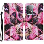 For Samsung Galaxy A52 5G / 4G Coloured Drawing Pattern Horizontal Flip PU Leather Case with Holder & Card Slots & Wallet & Lanyard(Purple Marble)