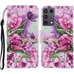 For Samsung Galaxy S21 Ultra 5G Coloured Drawing Pattern Horizontal Flip PU Leather Case with Holder & Card Slots & Wallet & Lanyard(Rose Butterfly)