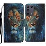 For Samsung Galaxy S21 Ultra 5G Coloured Drawing Pattern Horizontal Flip PU Leather Case with Holder & Card Slots & Wallet & Lanyard(Lion)