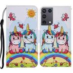 For Samsung Galaxy S21 Ultra 5G Coloured Drawing Pattern Horizontal Flip PU Leather Case with Holder & Card Slots & Wallet & Lanyard(Couple Unicorn)