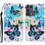 For Samsung Galaxy S21 Ultra 5G Coloured Drawing Pattern Horizontal Flip PU Leather Case with Holder & Card Slots & Wallet & Lanyard(Purple Butterfly)