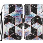 For Samsung Galaxy S21+ 5G Coloured Drawing Pattern Horizontal Flip PU Leather Case with Holder & Card Slots & Wallet & Lanyard(Black Marble)