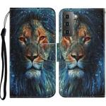 For Samsung Galaxy S21+ 5G Coloured Drawing Pattern Horizontal Flip PU Leather Case with Holder & Card Slots & Wallet & Lanyard(Lion)