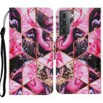 For Samsung Galaxy S21+ 5G Coloured Drawing Pattern Horizontal Flip PU Leather Case with Holder & Card Slots & Wallet & Lanyard(Purple Marble)