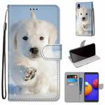 For Samsung Galaxy A01 Core Coloured Drawing Cross Texture Horizontal Flip PU Leather Case with Holder & Card Slots & Wallet & Lanyard(Snow Puppy)