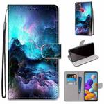 For Samsung Galaxy A21s Coloured Drawing Cross Texture Horizontal Flip PU Leather Case with Holder & Card Slots & Wallet & Lanyard(Colorful Clouds)