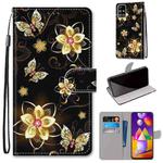 For Samsung Galaxy M31s Coloured Drawing Cross Texture Horizontal Flip PU Leather Case with Holder & Card Slots & Wallet & Lanyard(Gold Diamond Butterfly)