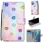 For Samsung Galaxy Note 20 Coloured Drawing Cross Texture Horizontal Flip PU Leather Case with Holder & Card Slots & Wallet & Lanyard(Footprint Water Drops)