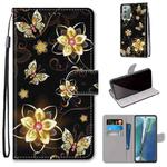 For Samsung Galaxy Note 20 Coloured Drawing Cross Texture Horizontal Flip PU Leather Case with Holder & Card Slots & Wallet & Lanyard(Gold Diamond Butterfly)
