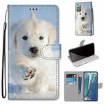 For Samsung Galaxy Note 20 Coloured Drawing Cross Texture Horizontal Flip PU Leather Case with Holder & Card Slots & Wallet & Lanyard(Snow Puppy)