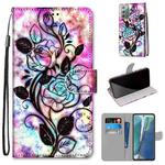 For Samsung Galaxy Note 20 Coloured Drawing Cross Texture Horizontal Flip PU Leather Case with Holder & Card Slots & Wallet & Lanyard(Color Bottom Hollow Flower)
