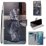 For Samsung Galaxy Note 20 Coloured Drawing Cross Texture Horizontal Flip PU Leather Case with Holder & Card Slots & Wallet & Lanyard(Cat Becomes Tiger)