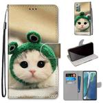 For Samsung Galaxy Note 20 Coloured Drawing Cross Texture Horizontal Flip PU Leather Case with Holder & Card Slots & Wallet & Lanyard(Frog Kitten)
