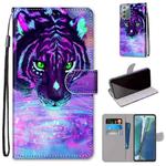 For Samsung Galaxy Note 20 Coloured Drawing Cross Texture Horizontal Flip PU Leather Case with Holder & Card Slots & Wallet & Lanyard(Tiger Drinking Water)