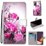 For Samsung Galaxy Note 20 Ultra Coloured Drawing Cross Texture Horizontal Flip PU Leather Case with Holder & Card Slots & Wallet & Lanyard(Wild Rose)