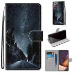 For Samsung Galaxy Note 20 Ultra Coloured Drawing Cross Texture Horizontal Flip PU Leather Case with Holder & Card Slots & Wallet & Lanyard(Mountain Road Starry Sky)