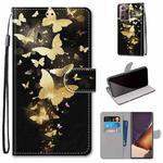 For Samsung Galaxy Note 20 Ultra Coloured Drawing Cross Texture Horizontal Flip PU Leather Case with Holder & Card Slots & Wallet & Lanyard(Golden Butterfly Group)