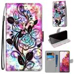 For Samsung Galaxy S20 FE 5G Coloured Drawing Cross Texture Horizontal Flip PU Leather Case with Holder & Card Slots & Wallet & Lanyard(Color Bottom Hollow Flower)