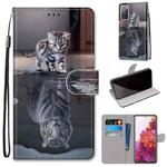For Samsung Galaxy S20 FE 5G Coloured Drawing Cross Texture Horizontal Flip PU Leather Case with Holder & Card Slots & Wallet & Lanyard(Cat Becomes Tiger)